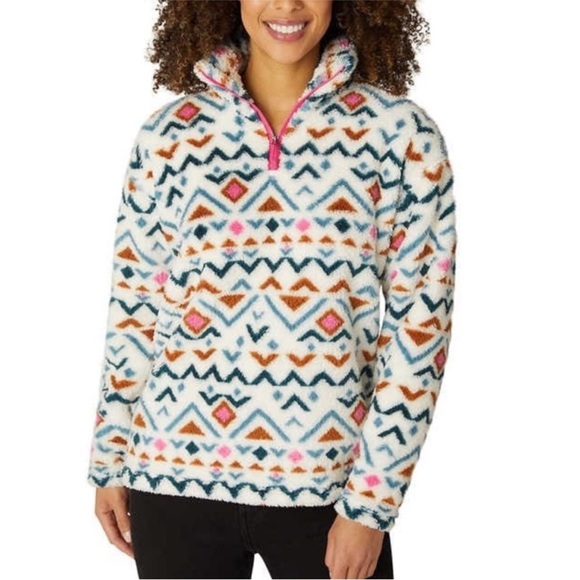 Eddie Bauer Jackets & Blazers - Eddie Bauer Pullover Tribal Aztec Boho Plush Teddy Fleece Size Large